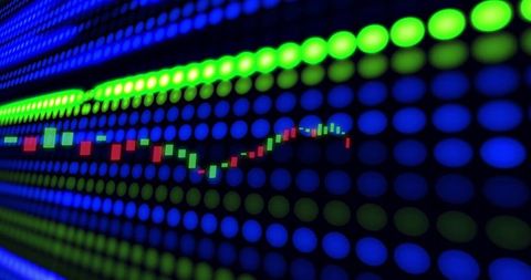 Colorful LED Display with Stock Market Data Visualization