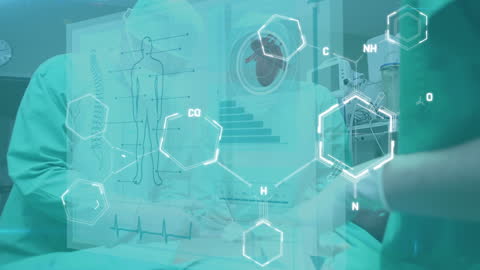 Surgeons Performing Surgery with Digital Interface Overlay