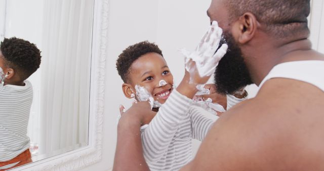 Father and Son Bonding Over Shaving Cream Fun - Download Free Stock Images Pikwizard.com