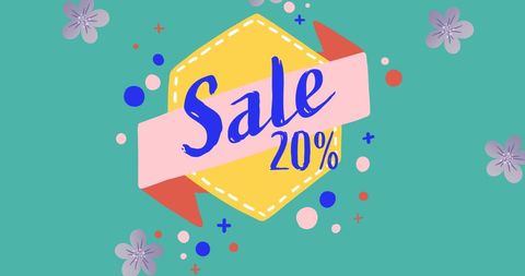 Colorful Sale Banner with 20% Discount Offer - Download Free Stock Images Pikwizard.com