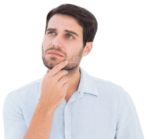 thoughtful man gazing upwards on transparent background - Download Free Stock Videos Pikwizard.com