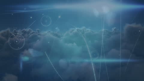 Interconnected Technology Network Above Clouds