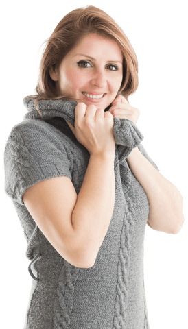 smiling woman in winter woolen turtleneck sweater, transparent background - Download Free Stock Videos Pikwizard.com