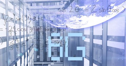 6G Network Technology in Data Center with Mathematical Formulas - Download Free Stock Images Pikwizard.com