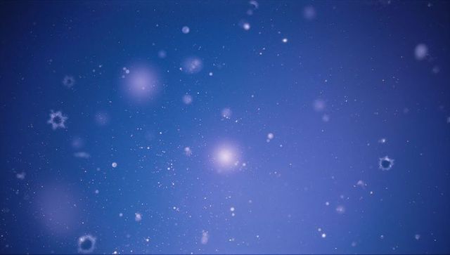 Magical Wintry Sky with Snowflakes and Light Orbs