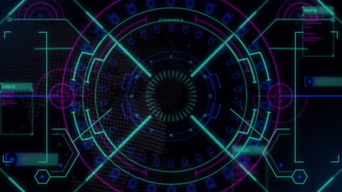 Futuristic Digital Interface with Data Scanning Elements