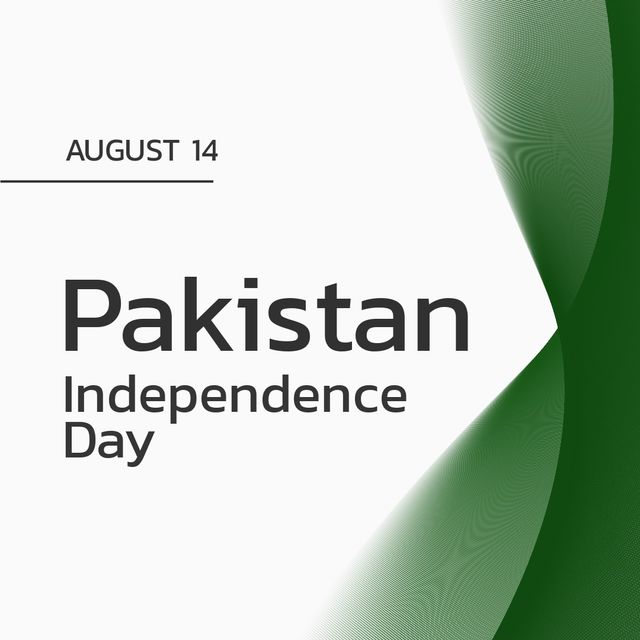 Pakistan Independence Day on August 14 Graphic with Green Modern Design - Download Free Stock Templates Pikwizard.com