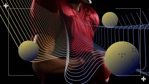 Football Player in Dynamic Abstract Digital Wave Overlay
