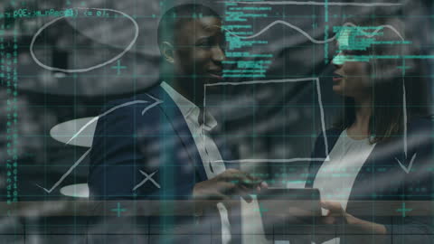 Diverse Professionals Engaging in Technology Discussion in Office