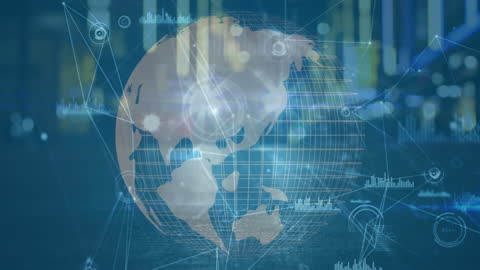 Digital Network Connections Surrounding Globe in Futuristic Style