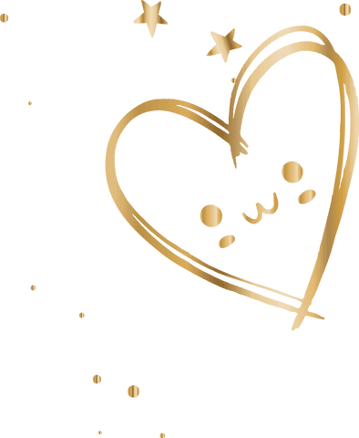 Transparent Gold Heart Doodle with Whimsical Accents