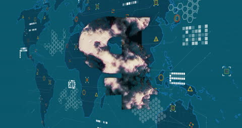 Digital Ruble Symbol Over Global Data Interface