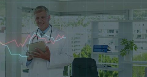 Doctor Analyzing Data with Modern Technology in Office Environment