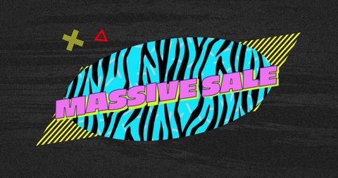 Retro Massive Sale Poster with Vibrant Abstract Patterns