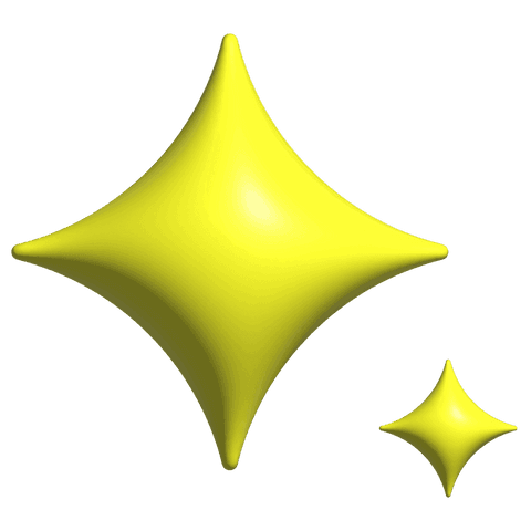 Glossy 3d rounded sparkles transparent background yellow inflated diamond stars vector