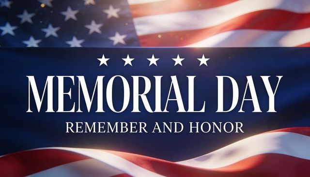 Memorial day remembering and honoring fallen heroes with american flag banner and stars