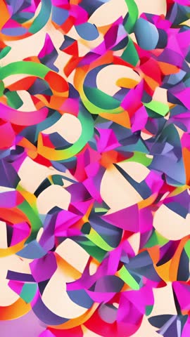 Vertical Looping Video Rotating Gender Symbols Over Vibrant Geometric Confetti