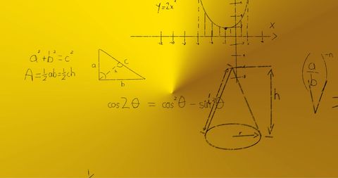 Mathematical Formulas on Yellow Background for Education
