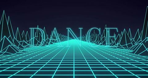 Retro Futuristic Digital Mountains with Dance Text - Download Free Stock Images Pikwizard.com