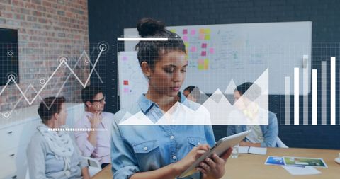 Professional Analyzing Digital Charts in Modern Office