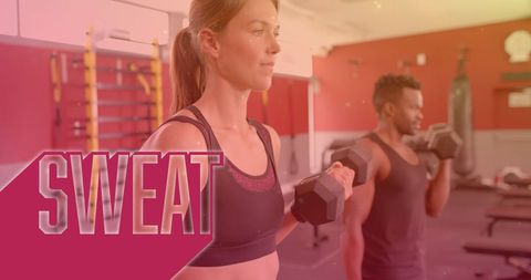 Diverse Athletes Exercising in Modern Gym Environment