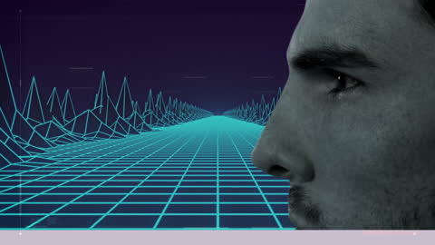 Futuristic Profile View with Glowing Geometry