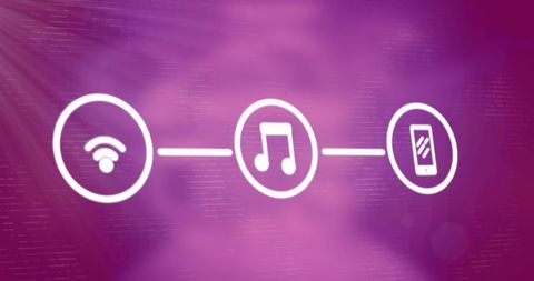 Digital media connection icons on pink background