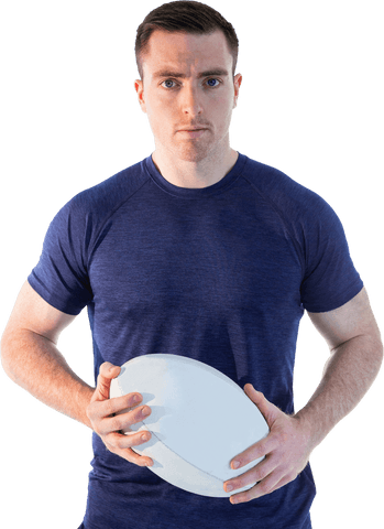 Transparent Image of Determined Athlete Holding Football
