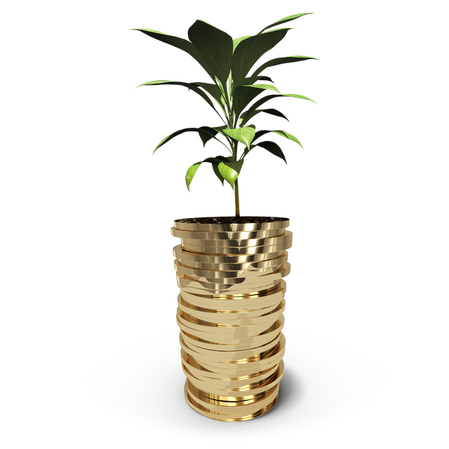 Digital Illustration of Growing Plant in Stack of Gold Coins on Transparent Background - Download Free Stock Videos Pikwizard.com