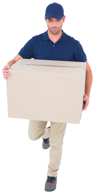 Transparent Delivery Person Running with Cardboard Box - Download Free Stock Videos Pikwizard.com