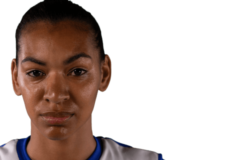 Determined female athlete with transparent background focused on sports career