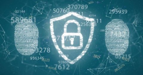 Cybersecurity Padlock with Fingerprint and Digital Numbers - Download Free Stock Images Pikwizard.com