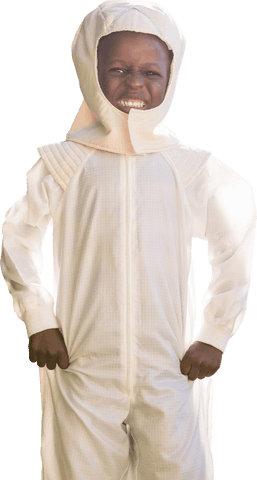 Transparent youthful bustling energy space suit costume