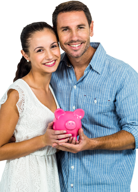 Smiling Couple Holding Pink Piggybank, Embracing Financial Savings Ideas - Download Free Stock Videos Pikwizard.com