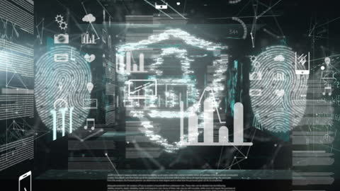 Digital Security Interface with Lock and Fingerprints Animation