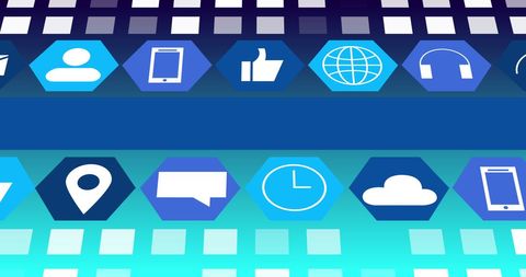 Digital Icons on Moving Blue Background - Download Free Stock Images Pikwizard.com