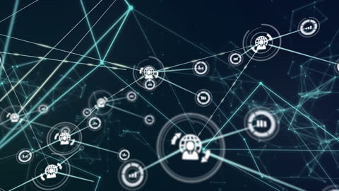 Digital Network Connections Illustrated with Futuristic Icons