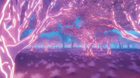 Surreal Neon Forest with Glowing Trees and Mystical Atmosphere
