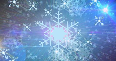 Glowing Abstract Snowflake with Scattering Light Rays
