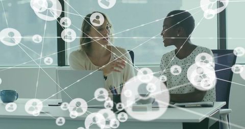 Networking Businesswomen Collaboration in Modern Office