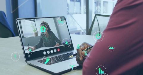 Virtual business meeting with holographic tech applications