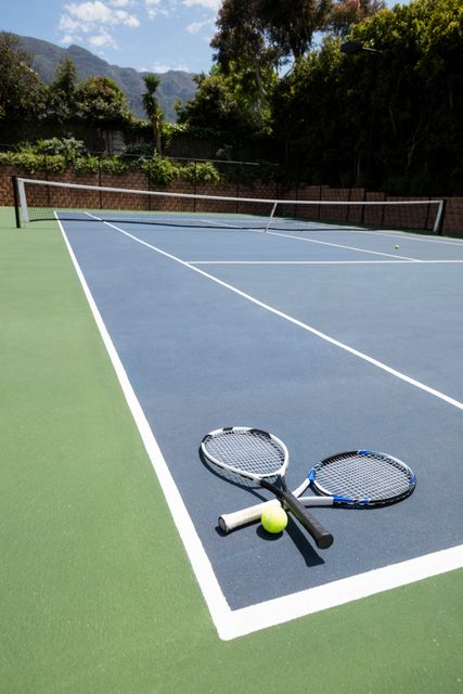Tennis Racquets and Ball on Outdoor Court - Download Free Stock Photos Pikwizard.com