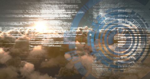 Digital Interface Concept with Data Streams Over Clouds - Download Free Stock Images Pikwizard.com