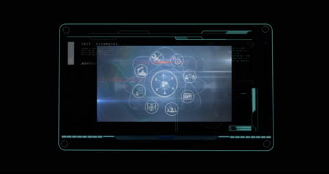 Futuristic Digital Interface with Network Icons
