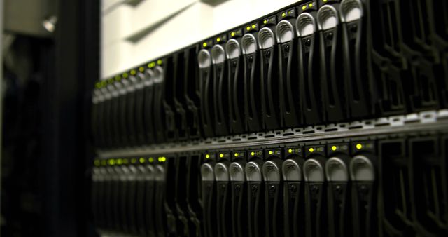 Close-Up View of Server Rack with Green Indicator Lights in Data Center - Download Free Stock Images Pikwizard.com