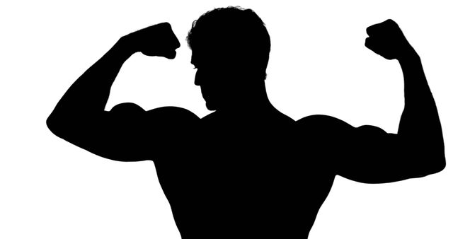Silhouette of Muscular Man Flexing Arms - Download Free Stock Images Pikwizard.com