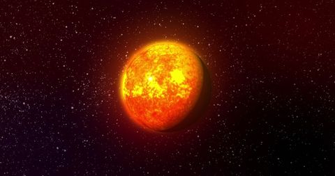 Bright Orange Planet Surrounded By Star-Studded Space