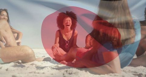 Friends Enjoying Beach Vacation Laughter