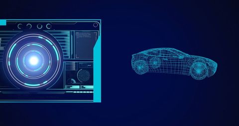 Futuristic Car Blueprint with High-Tech UI Dashboard - Download Free Stock Images Pikwizard.com