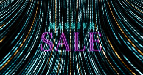 Retro Futuristic Massive Sale Advertisement with Glowing Dots